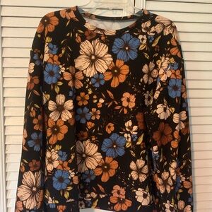 Floral Women's Fall Top - Black, Blue, Brown Sz 1X